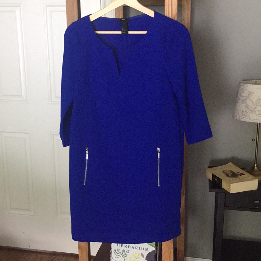 Blue 3 quarter sleeve dress
